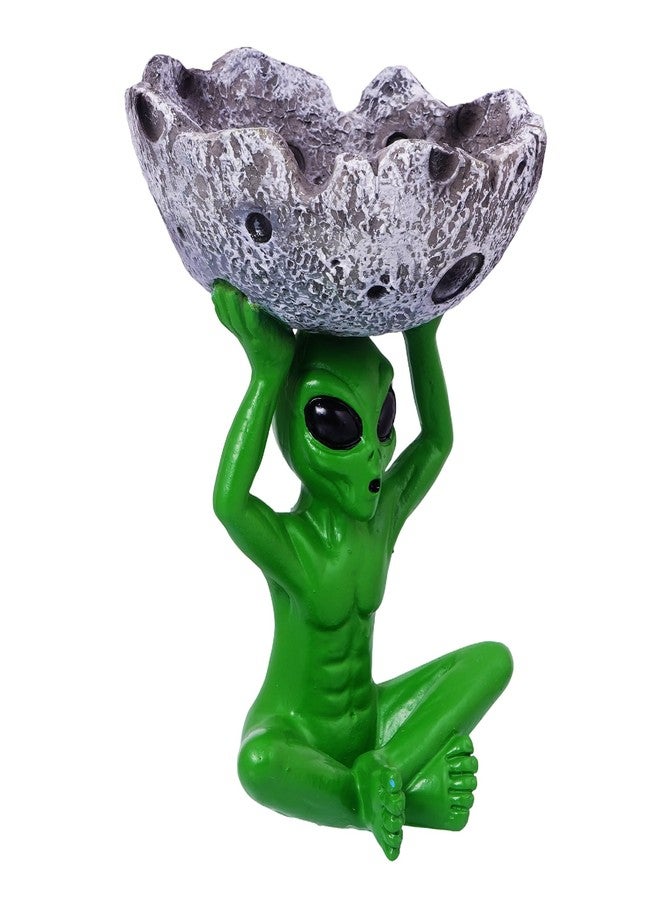 Trendy Zone 21 Alien Ash Tray, Alien Holding Moon Design Ash Tray for Home and Office use, Ash Tray for indoor and outdoor use, Ash Holder for Smokers, Desktop Smoking Ash Tray for Decoration - Green - Image 4